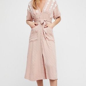 Free People Midi Embroidered Dress